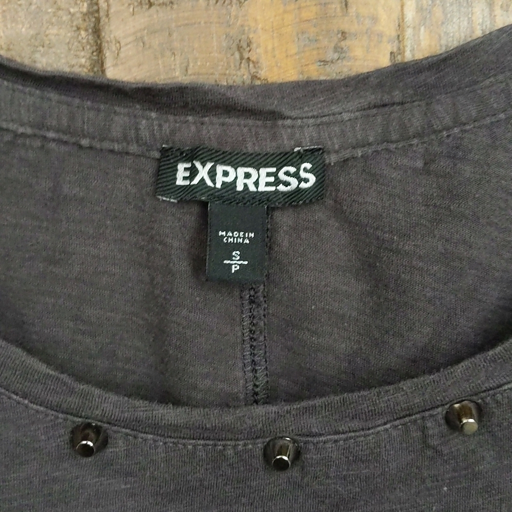 Express NYC Rodeo T-Shirt w/ Faux Leather Sleeves - Y2K - Grunge - Women's Small - Picture 2 of 5